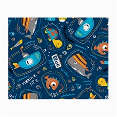 Seamless-pattern-vector-submarine-with-sea-animals-cartoon Small Glasses Cloth (2 Sides) by uniart180623