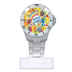 Colorful-city-life-horizontal-seamless-pattern-urban-city Plastic Nurses Watch by uniart180623