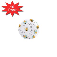 Bee Art Pattern Design Wallpaper Background Print 1  Mini Magnet (10 Pack)  by uniart180623