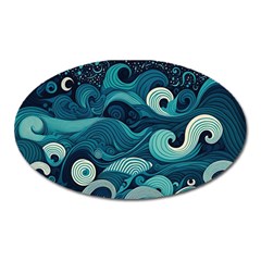 Waves Ocean Sea Abstract Whimsical Abstract Art Oval Magnet by uniart180623