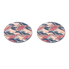 Waves Ocean Sea Water Pattern Rough Seas Cufflinks (oval) by uniart180623