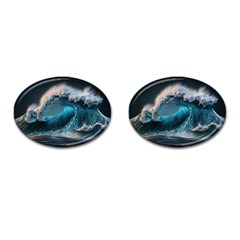 Tsunami Waves Ocean Sea Water Rough Seas Cufflinks (oval)