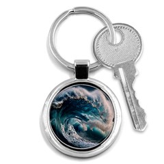 Tsunami Waves Ocean Sea Water Rough Seas Key Chain (round) by uniart180623