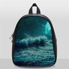 Waves Ocean Sea Tsunami Nautical Blue Sea Art School Bag (small) by uniart180623