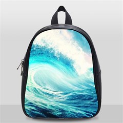 Tsunami Waves Ocean Sea Nautical Nature Water Nature School Bag (small) by uniart180623