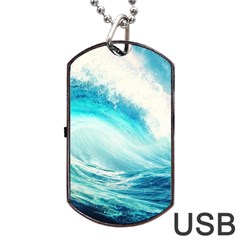 Tsunami Waves Ocean Sea Nautical Nature Water Nature Dog Tag Usb Flash (one Side) by uniart180623