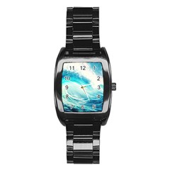 Tsunami Waves Ocean Sea Nautical Nature Water Nature Stainless Steel Barrel Watch by uniart180623