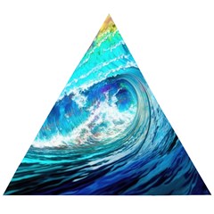 Tsunami Waves Ocean Sea Nautical Nature Water Painting Wooden Puzzle Triangle by uniart180623