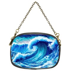 Tsunami Tidal Wave Ocean Waves Sea Nature Water Blue Painting Chain Purse (two Sides)