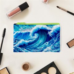 Tsunami Tidal Wave Ocean Waves Sea Nature Water Blue Painting Cosmetic Bag (xs) by uniart180623