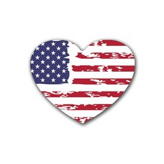 Flag Usa Unite Stated America Rubber Coaster (heart) by uniart180623