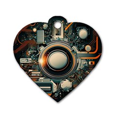 Technology Robot Internet Processor Dog Tag Heart (two Sides) by Ravend