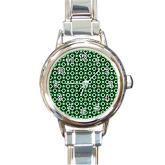 Mazipoodles Green Donuts Polka Dot Round Italian Charm Watch by Mazipoodles