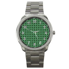 Mazipoodles Green Donuts Polka Dot Sport Metal Watch by Mazipoodles