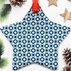 Mazipoodles Dusty Duck Egg Blue White Donuts Polka Dot Star Ornament (two Sides) by Mazipoodles