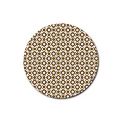 Mazipoodles Olive White Donuts Polka Dot Rubber Coaster (round) by Mazipoodles