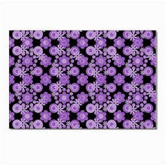 Bitesize Flowers Pearls And Donuts Lilac Black Postcard 4 x 6  (pkg Of 10) by Mazipoodles