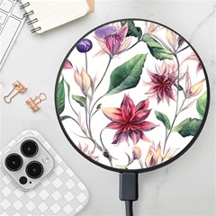 Floral Pattern Wireless Fast Charger(black) by designsbymallika