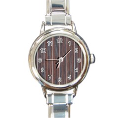 Dark Digital Wood Like Round Italian Charm Watch