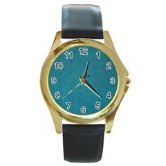 Blue Digital Fabric Round Gold Metal Watch