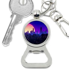 The Sun Night Music The City Background 80s, 80 s Synth Bottle Opener Key Chain by uniart180623