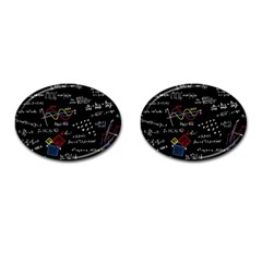 Black Background With Text Overlay Mathematics Formula Board Cufflinks (oval) by uniart180623