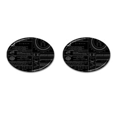 Black Background With Text Overlay Mathematics Trigonometry Cufflinks (oval) by uniart180623