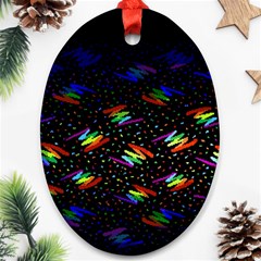 Rainbows Pixel Pattern Oval Ornament (two Sides)