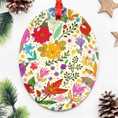 Colorful Flowers Pattern Abstract Patterns Floral Patterns Oval Filigree Ornament (two Sides)