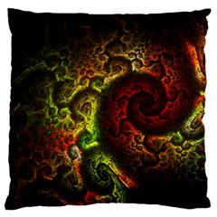 Green And Red Lights Wallpaper Fractal Digital Art Artwork Large Premium Plush Fleece Cushion Case (one Side)