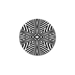 Fractal Star Mandala Black And White Golf Ball Marker