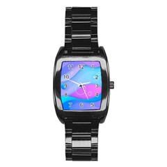 Colorful Blue Purple Wave Stainless Steel Barrel Watch by uniart180623