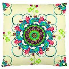 Mandala Flowers Abstract Butterflies Floral Pattern Summer Large Premium Plush Fleece Cushion Case (two Sides)