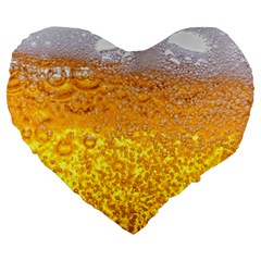 Texture Pattern Macro Glass Of Beer Foam White Yellow Bubble Large 19  Premium Flano Heart Shape Cushions by uniart180623