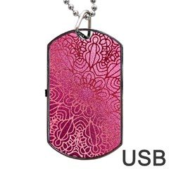 Pink Mandala Glitter Bohemian Girly Glitter Dog Tag Usb Flash (one Side) by uniart180623