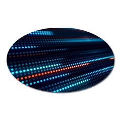 Orange Blue Dot Dots Lines Abstract Digital Art Oval Magnet by uniart180623