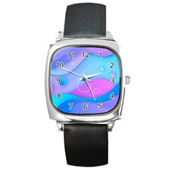 Colorful Blue Purple Wave Square Metal Watch by uniart180623