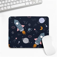 Space Background Illustration With Stars And Rocket Seamless Vector Pattern Small Mousepad by uniart180623