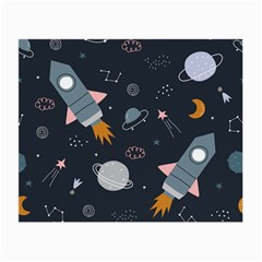 Space Background Illustration With Stars And Rocket Seamless Vector Pattern Small Glasses Cloth by uniart180623