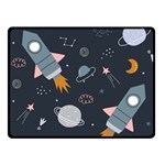 Space Background Illustration With Stars And Rocket Seamless Vector Pattern Fleece Blanket (Small) 50 x40  Blanket Front