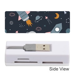 Space Background Illustration With Stars And Rocket Seamless Vector Pattern Memory Card Reader (stick) by uniart180623