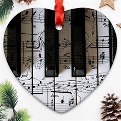 Music Piano Instrument Sheet Heart Ornament (two Sides)