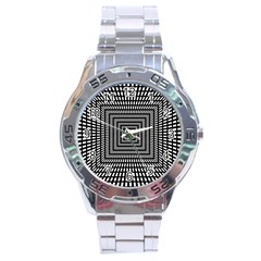 Focus Squares Optical Illusion Stainless Steel Analogue Watch by uniart180623