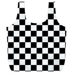 Black White Checker Pattern Checkerboard Full Print Recycle Bag (xxl)