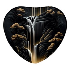 Waterfall Water Nature Springs Heart Glass Fridge Magnet (4 Pack) by Simbadda