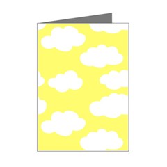 Cute Yellow White Clouds Mini Greeting Card by ConteMonfrey