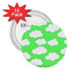 Green and white cute Clouds  2.25  Buttons (10 pack)  Front