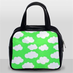 Green And White Cute Clouds  Classic Handbag (two Sides) by ConteMonfrey