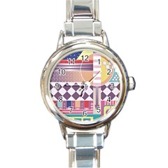 Abstract Shapes Colors Gradient Round Italian Charm Watch by Simbadda