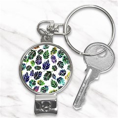 Leaves Watercolor Ornamental Decorative Design Nail Clippers Key Chain by Simbadda